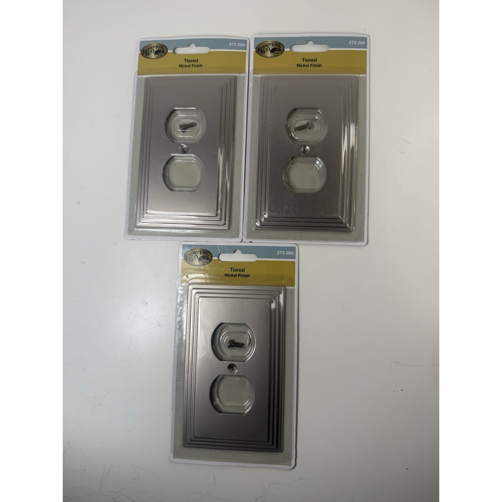 Hampton Bay Tiered Nickel Finish Outlet Cover Lot Of 3 NEW